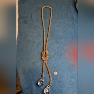 Elegant Gold Knot 40 Inch Infinity Necklace with Crystal Accents